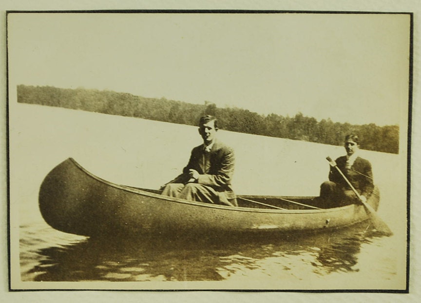 Canoe Guys, 1910's, Real Photo Snapshot, Vintage Collectible, Photography, Real Photo, Vintage Photo