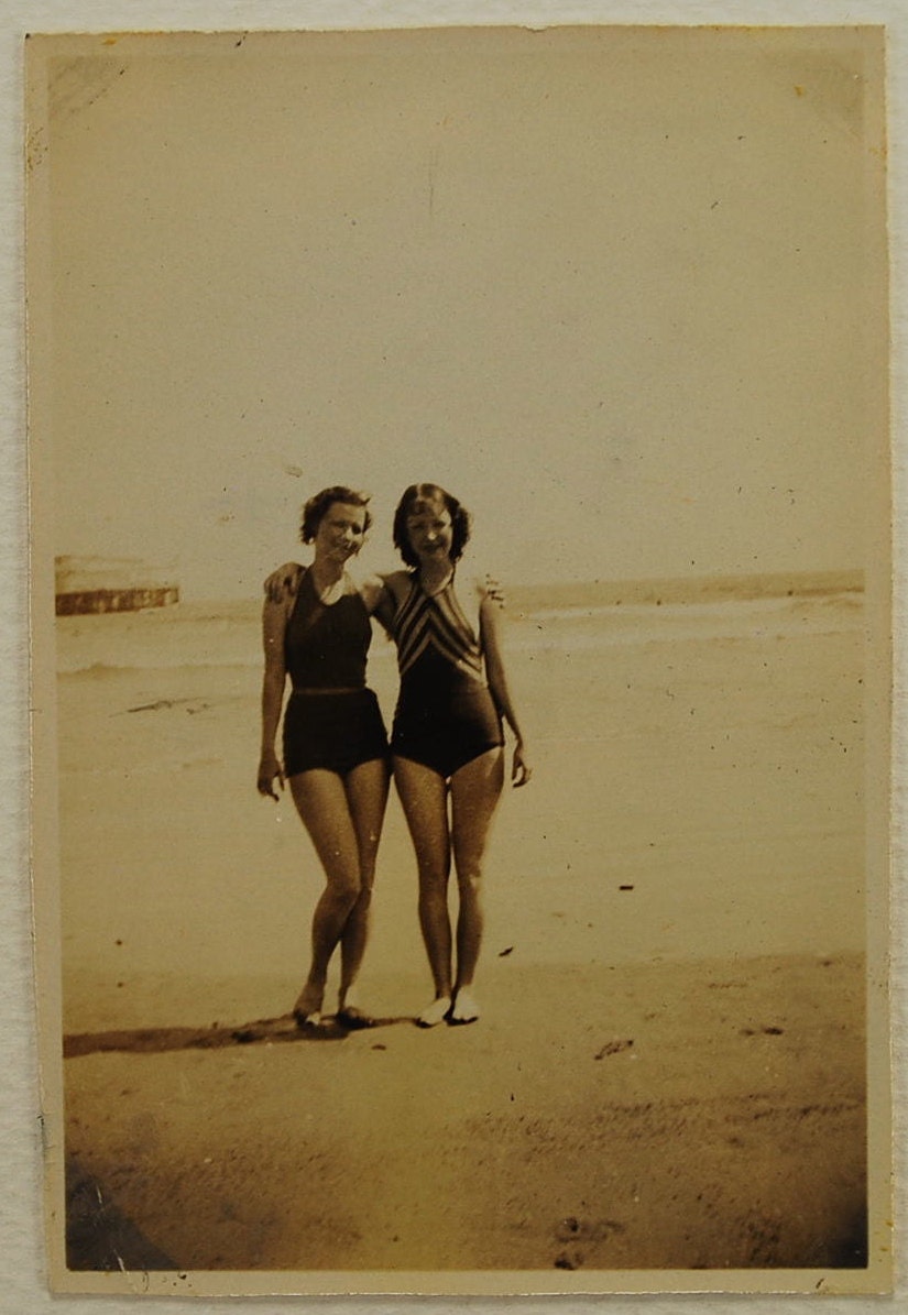 Beach Babes, 1940, Real Photo Snapshot, Vintage Collectible, Photography, Real Photo, Vintage Photo