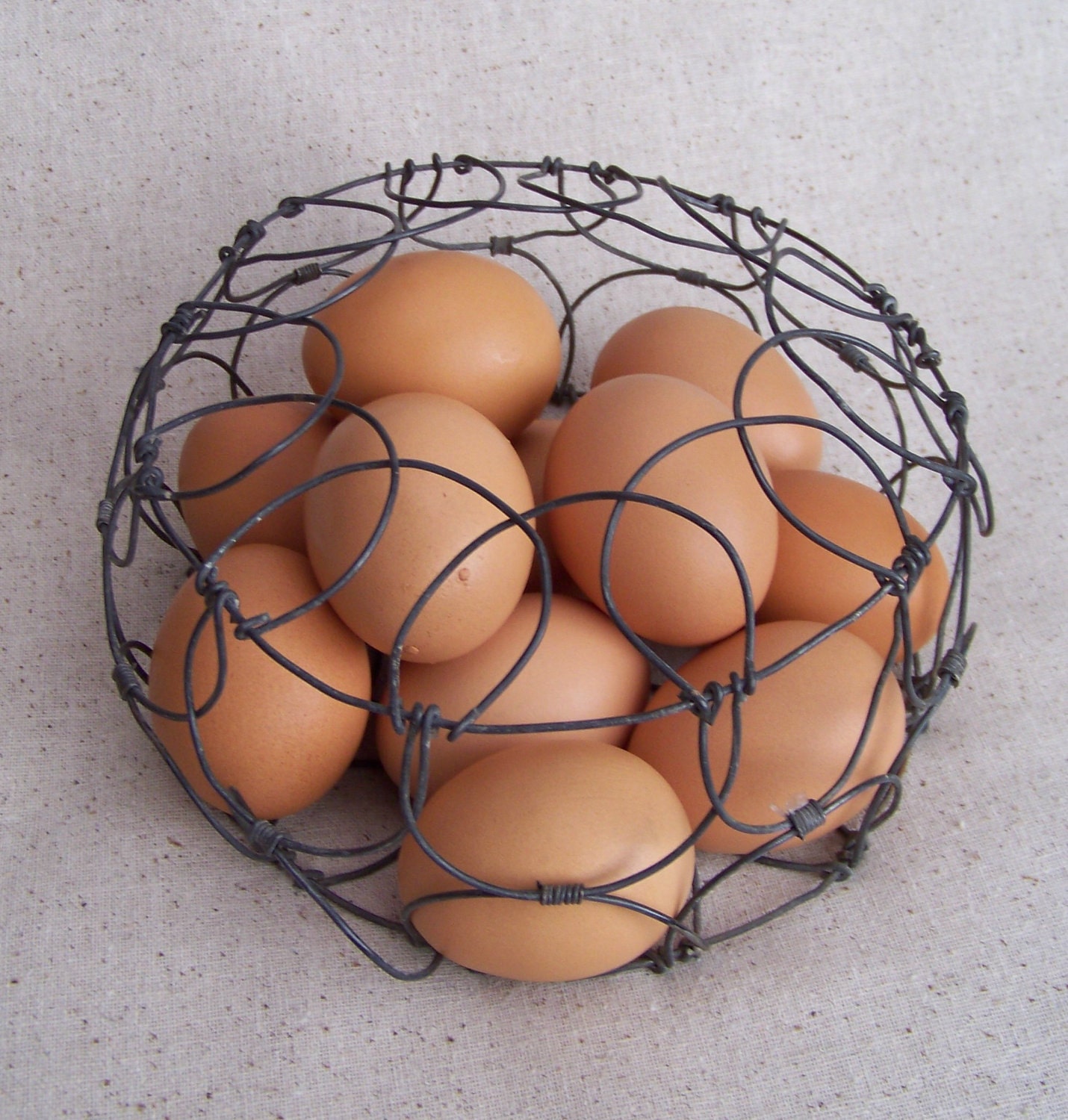 All Your Eggs in One Basket Vintage Round Wire Egg Basket