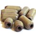 Handmade Ceramic Pottery Beads Oblong Tube Tubular Yellow Mustard Amber Ochre Camel Brown Stoneware Set of 8