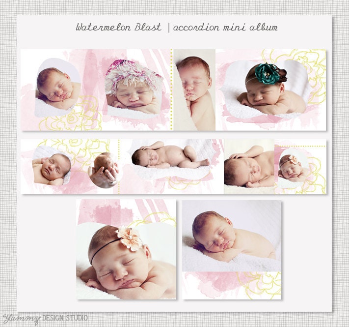 Watermelon Blast - 3x3 Mini Accordion Album PSD Template Design