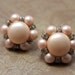 EARRINGS - PINK - pearl and RHINESTONE - screw back earrings
