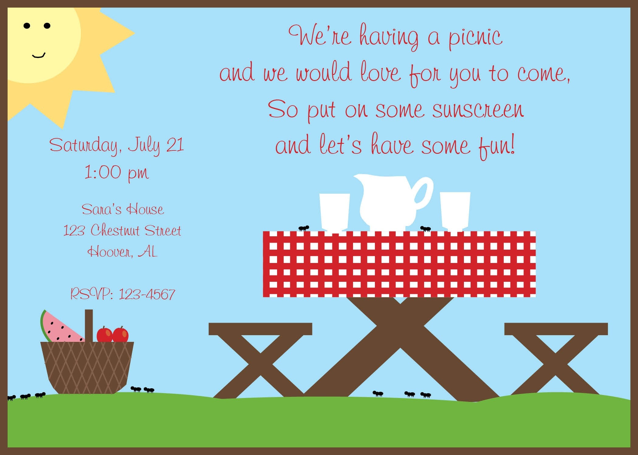 Summer Picnic Invitation by lilypadboutiquestore on Etsy