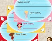 PRINTABLE Girl Ice Skating Fill-in-the-Blank Thank You Cards