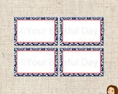 PRINTABLE Blue Damask Bridal Shower Label Tents Il_170x135