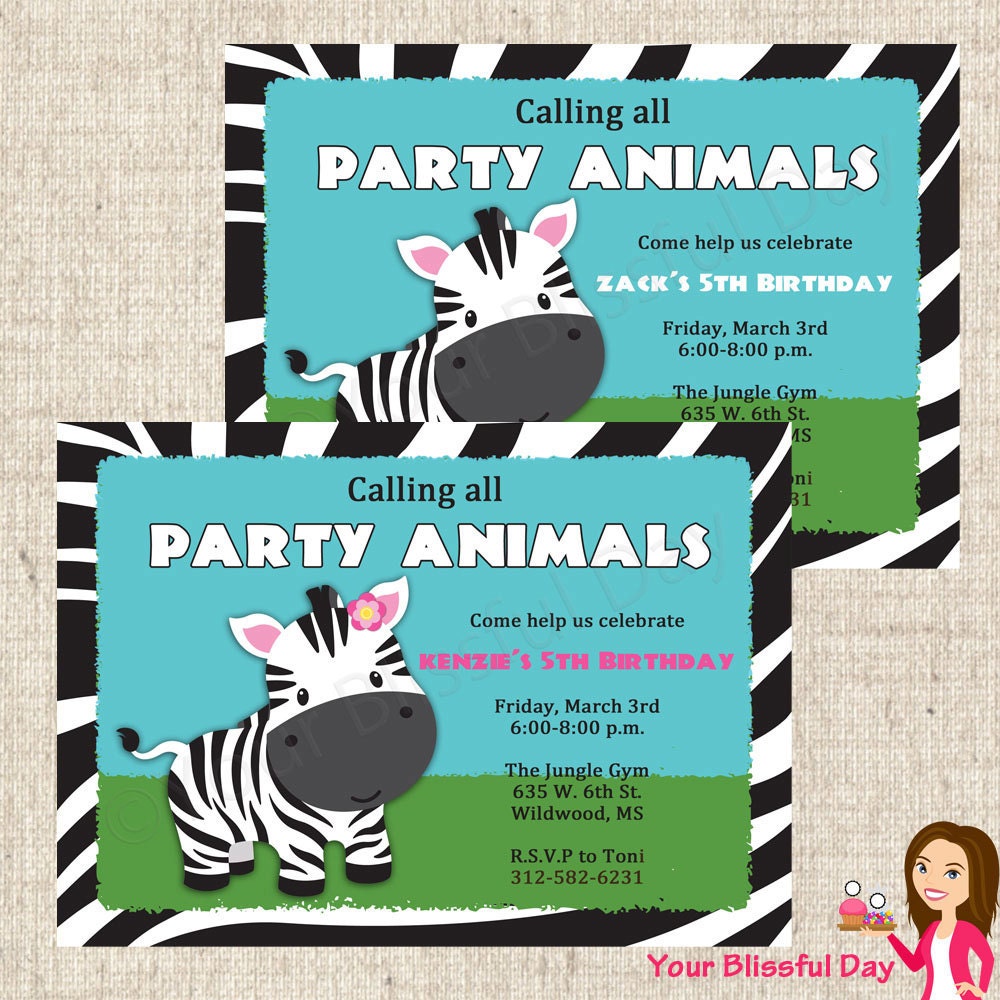 PRINTABLE Zebra Party Invitations (Boy or Girl) Il_570xn