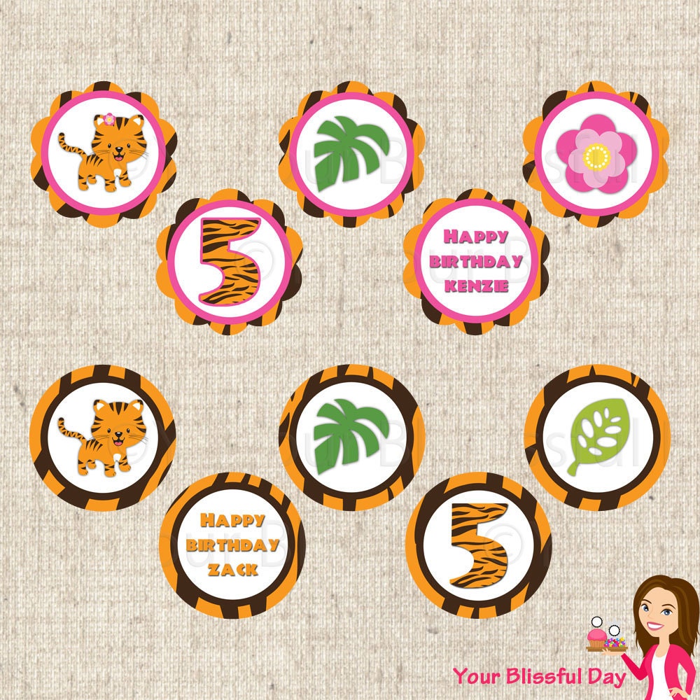 PRINTABLE Tiger Party Circles (Personalized Boy or Girl) Il_570xn