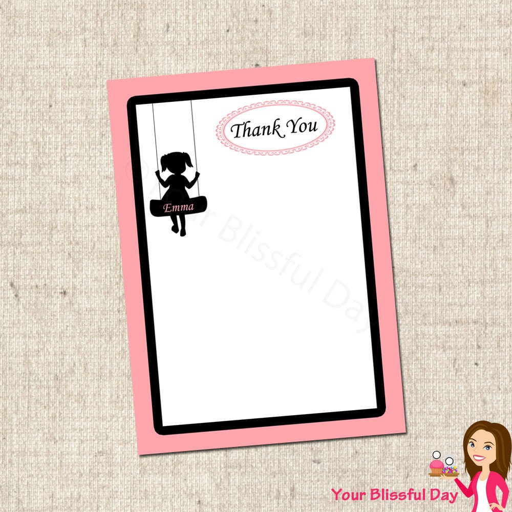 PRINTABLE Girl Silhouette Thank You Cards (Personalized) Il_570xn