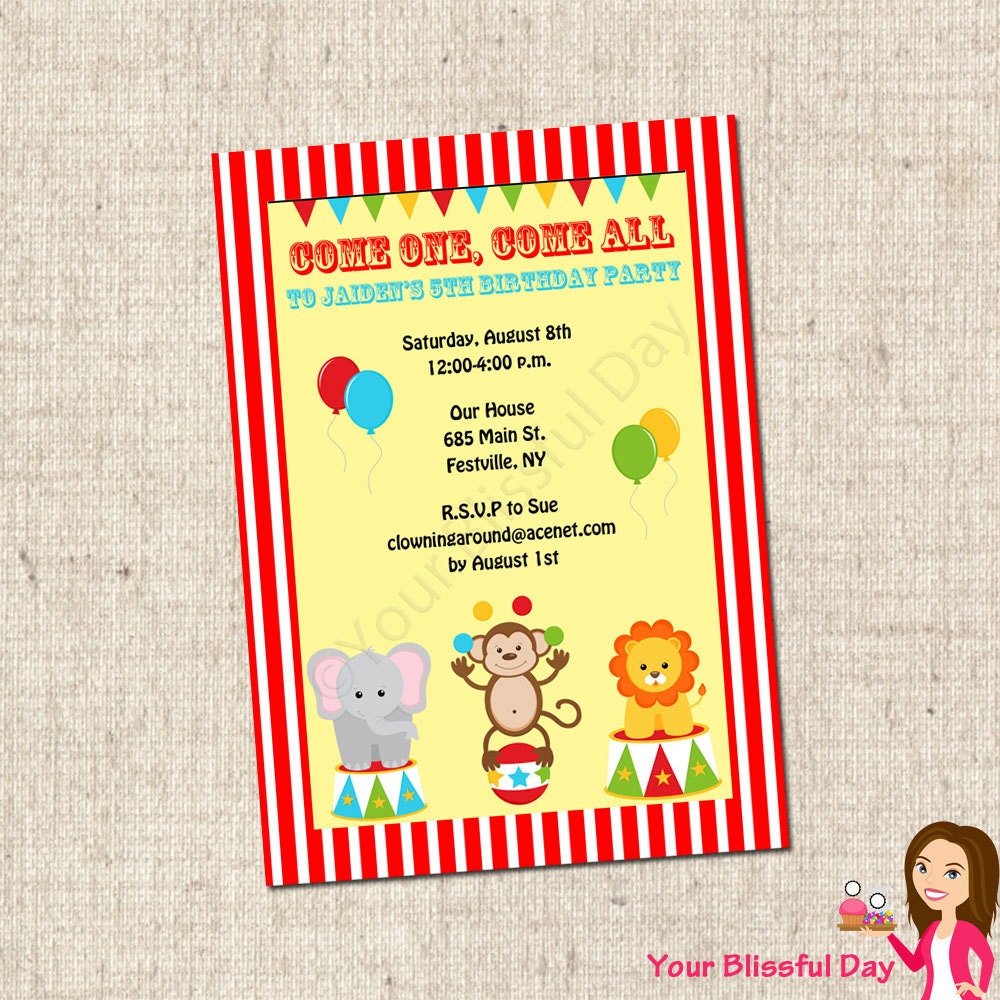 PRINTABLE Circus Themed Party Invitations Il_570xn