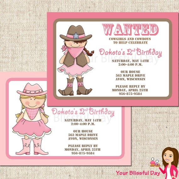 PRINTABLE Cowgirl Party Invitations Il_570xn