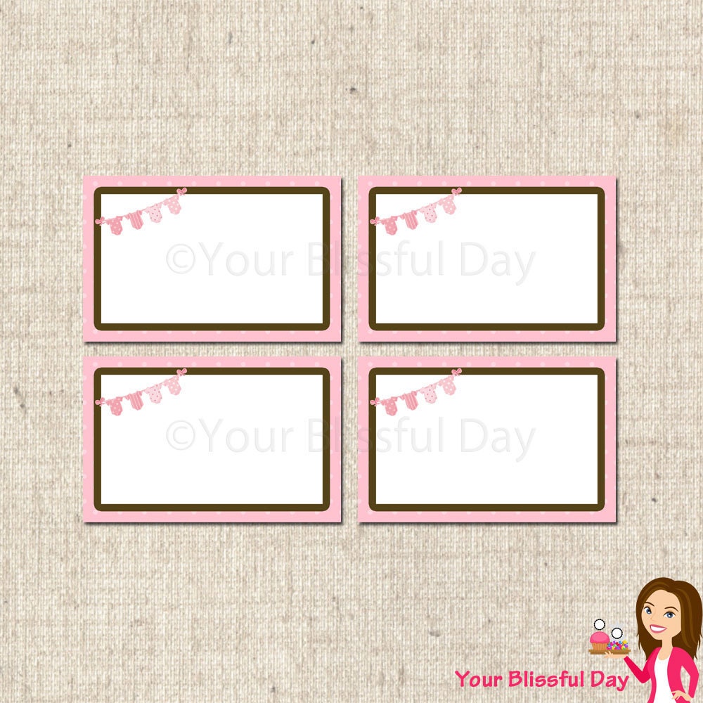 PRINTABLE Baby Girl Onesie Clothesline Baby Shower Label Tents Il_570xn