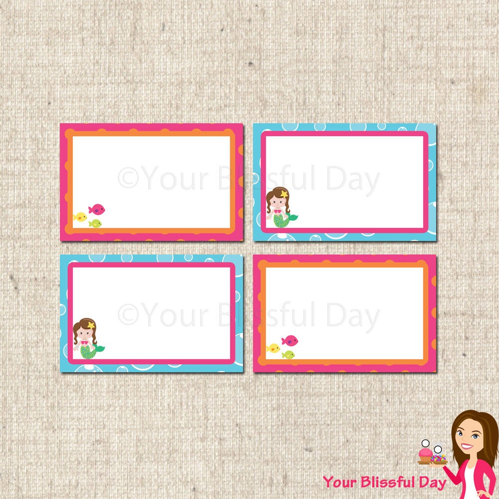 PRINTABLE Mermaid Label Tents Il_570xn