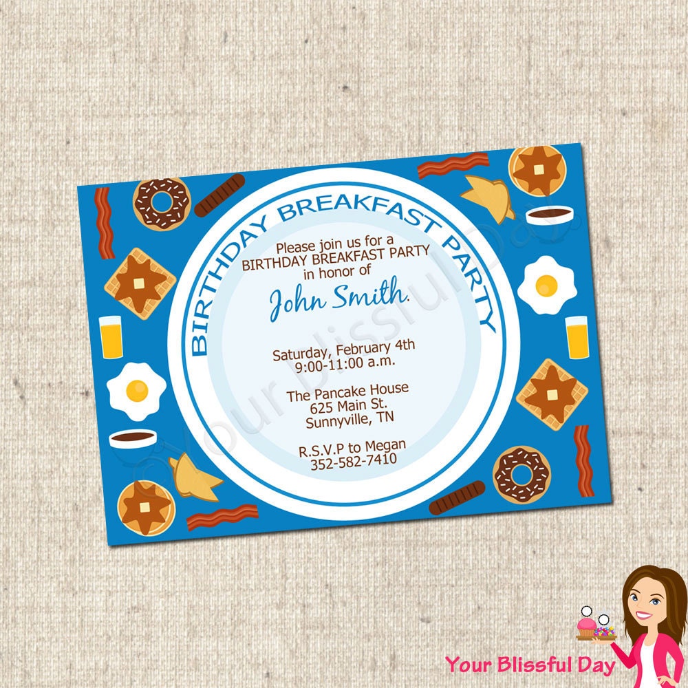 PRINTABLE Birthday Breakfast Party Invitation Il_570xn
