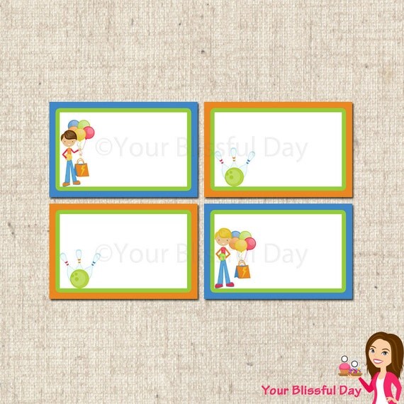PRINTABLE Boy Bowling Party Label Tents Il_570xn