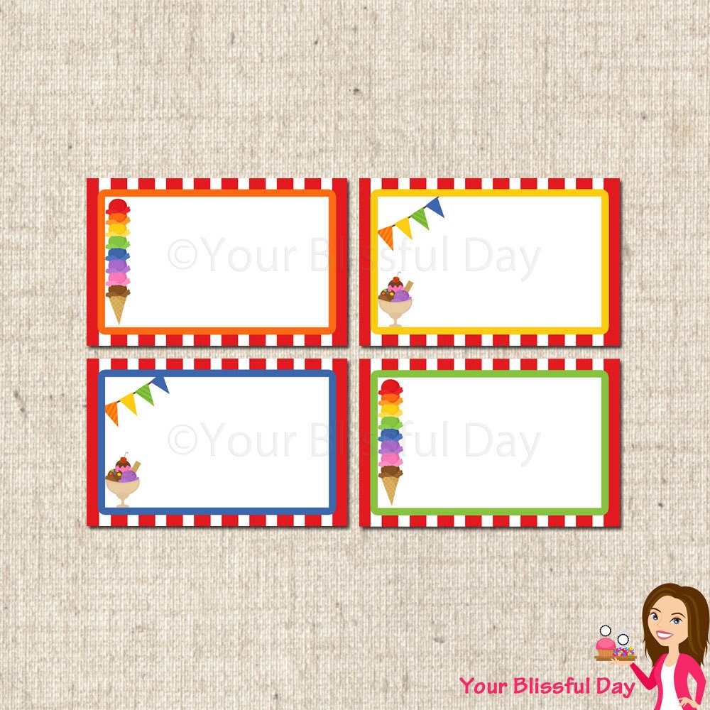 PRINTABLE Ice Cream Party Label Tents Il_570xn