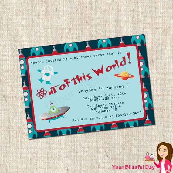 PRINTABLE Out of this World Party Invitation Il_570xn