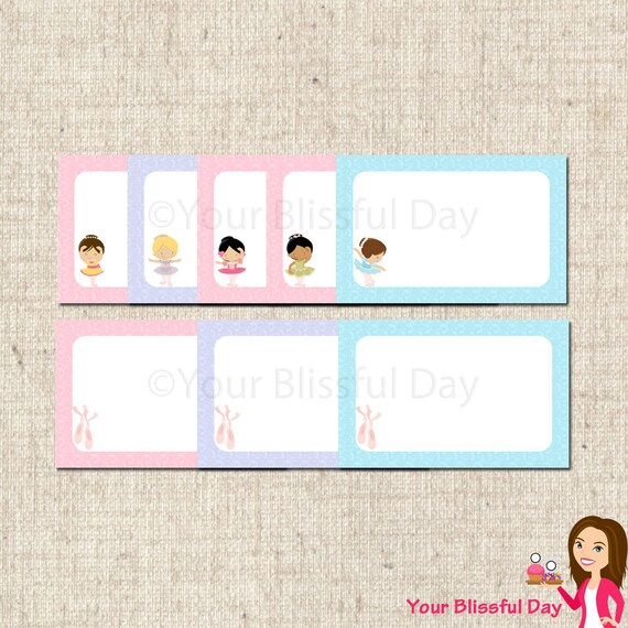 PRINTABLE Ballerina Party Label Tents (Character of your choice) Il_570xn