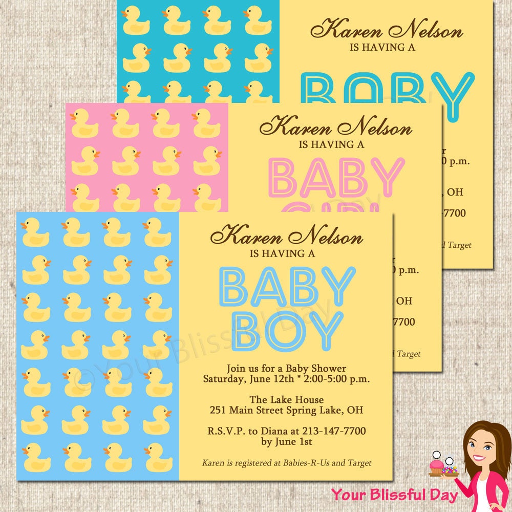 PRINTABLE Rubber Duckie Baby Shower Invitations Il_570xn