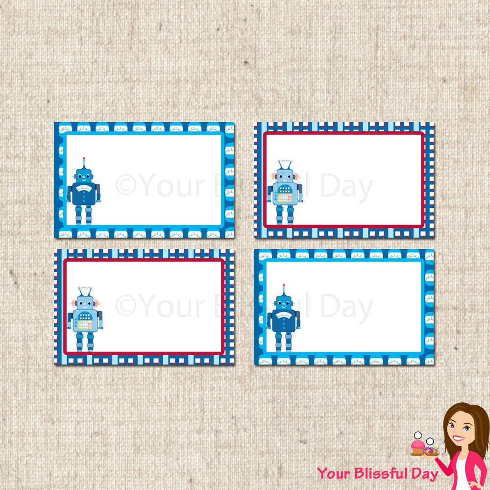 PRINTABLE Robot Label Tents Il_570xn