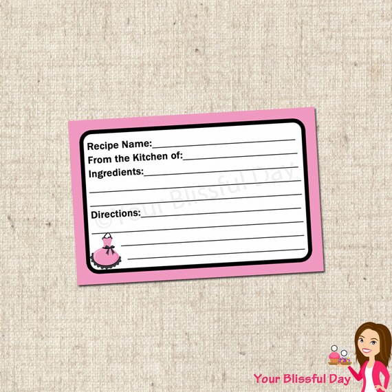 PRINTABLE Kitchen Bridal Shower Recipe Card Il_570xn