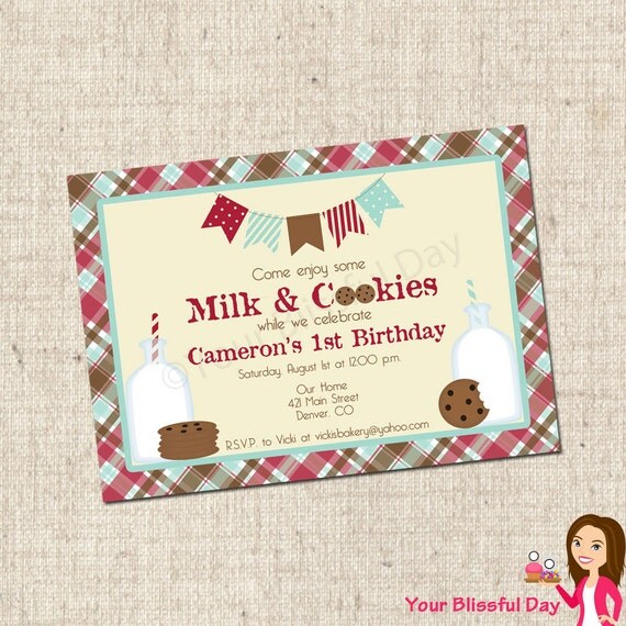 PRINTABLE Boy Milk & Cookies Party Invitations Il_570xn