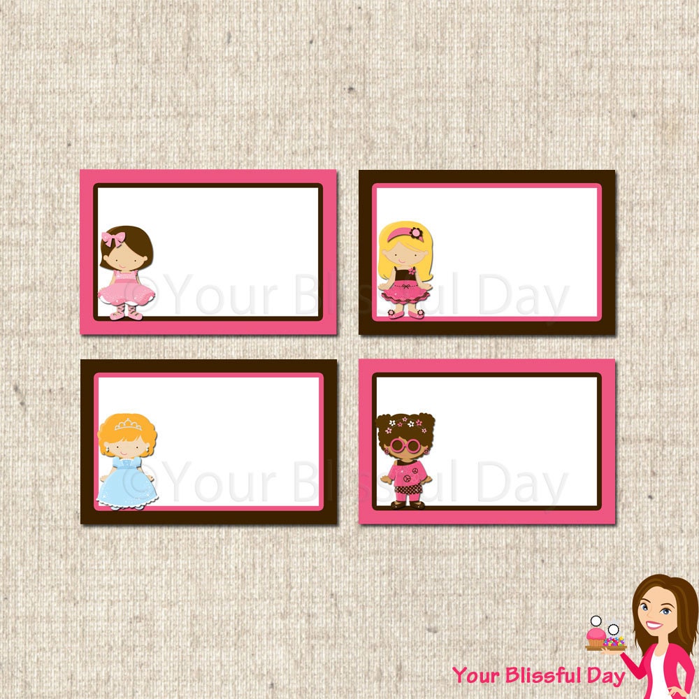 PRINTABLE Dress Up Girl Party Label Tents (Character of your choice) Il_570xn