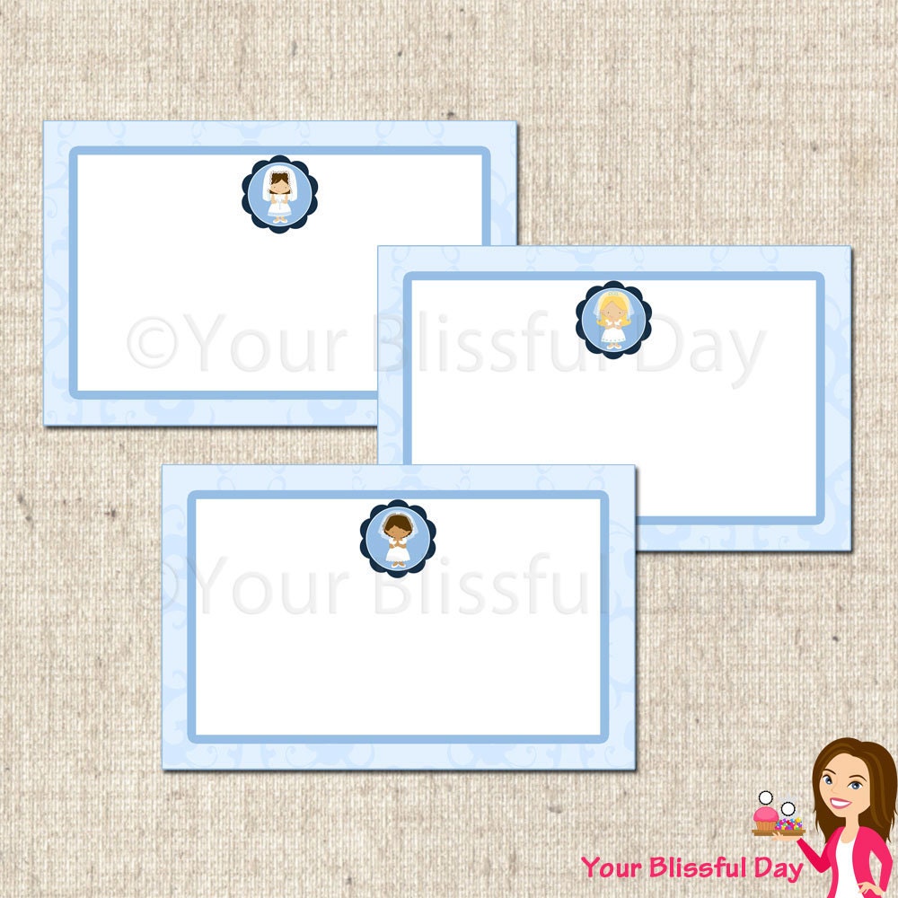 PRINTABLE First Communion Girl Label Tents (Character of your choice) Il_570xn