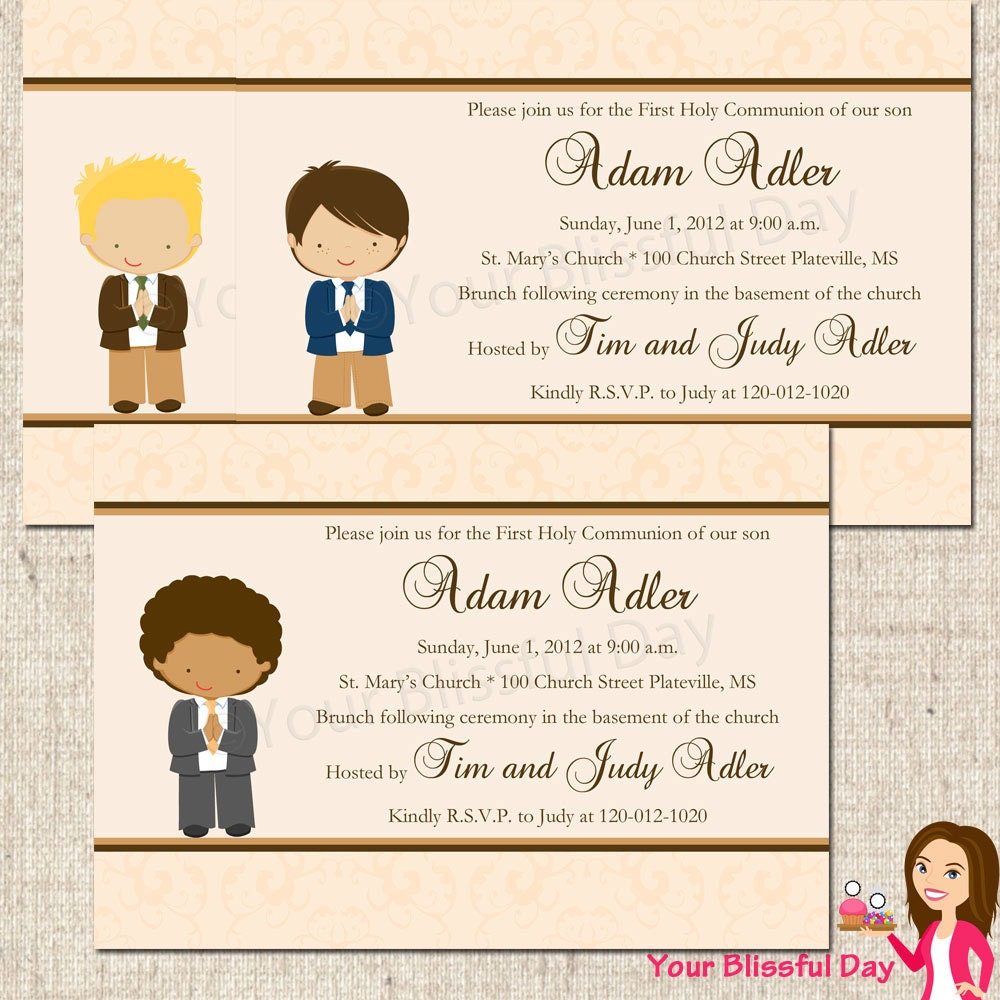 PRINTABLE First Communion Boy Party Invitation (Character of your choice) Il_570xn