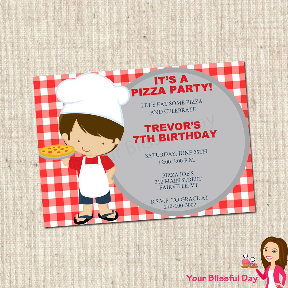 PRINTABLE Boy Pizza Party Invitation Il_570xn