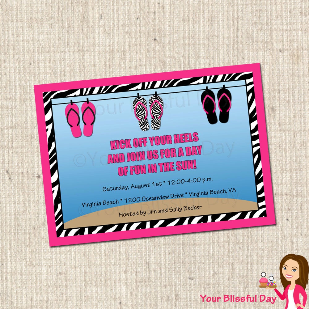 PRINTABLE Flip Flop Clothesline Party Invitation (Any Occasion) Il_570xn