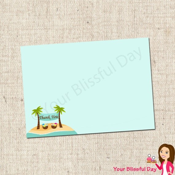 PRINTABLE Beach Couples Wedding Shower Thank You Cards Il_570xn