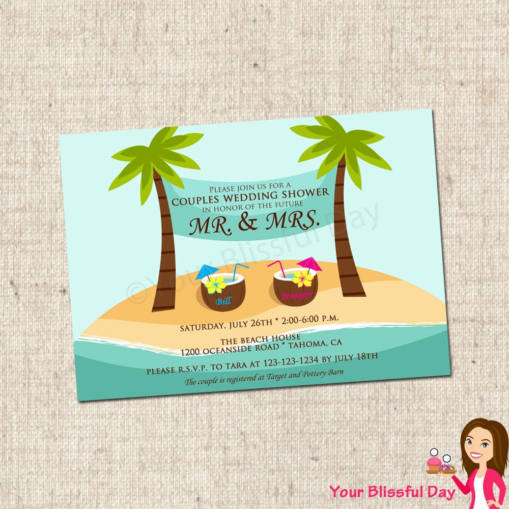 PRINTABLE Beach Couples Wedding Shower Party Invitation Il_570xn