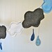 Rain Cloud Banner Blue White Gray Felt Children's Room Nursery Decor Baby Shower Banner