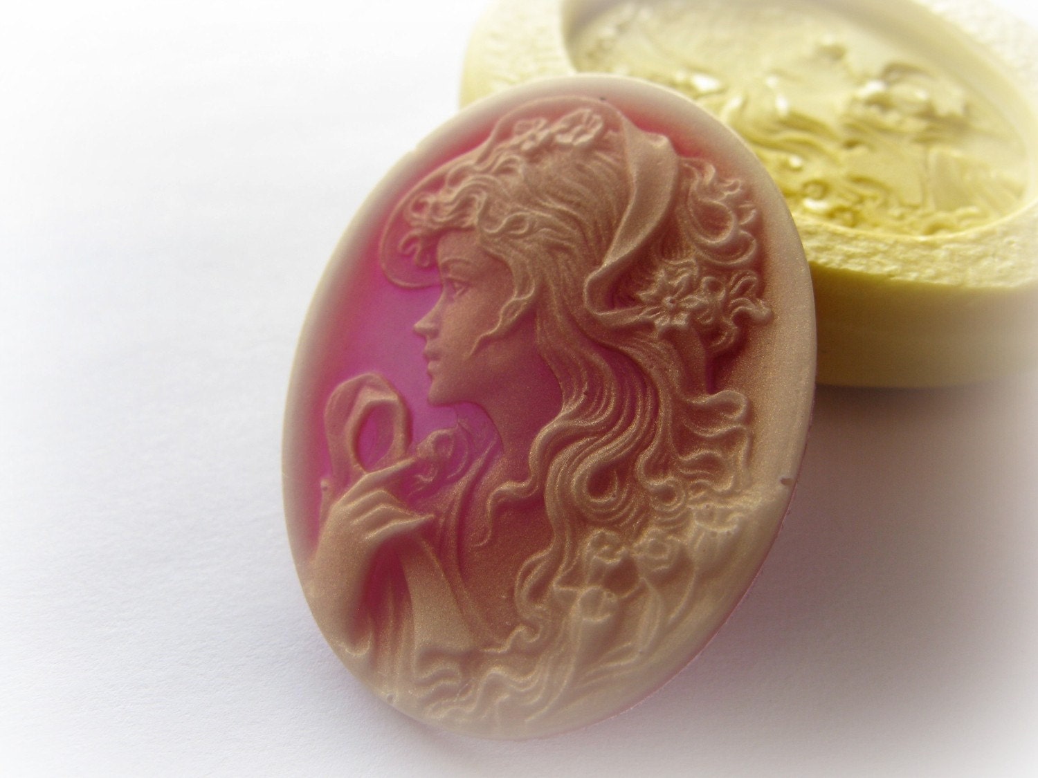 Girl Cameo Victorian Mold Resin Clay PMC Soap Mould