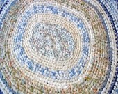 handmade 26 x 30 inch blue and white oval braided ragrug