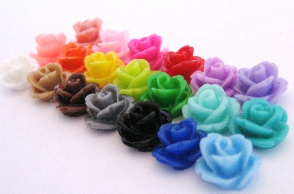 You Choose 20 Fancy 10mm Rosette Flower Cabochons