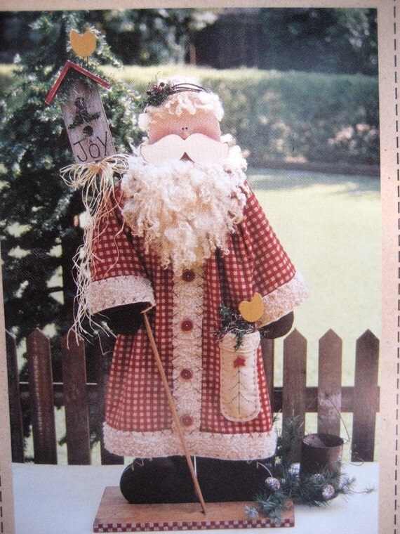 Santa Pattern Sewing Wood Fabric by CraftingDaily on Etsy