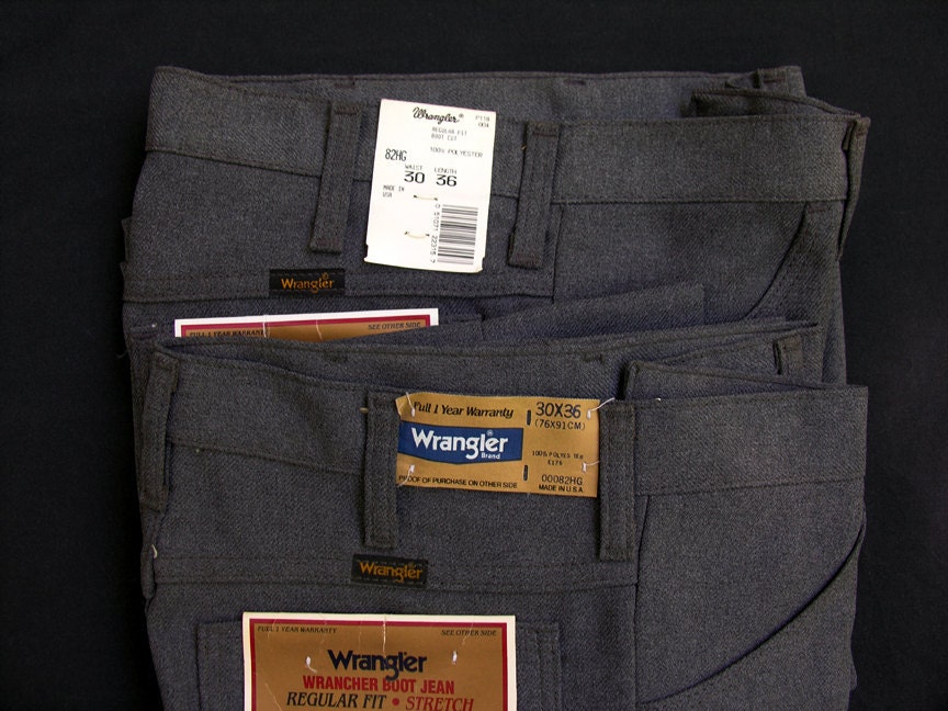 SALE: Heather Grey - NOS Wrangler Wrancher Regular Fit Boot Cut Stretch Dress Jeans 30x36