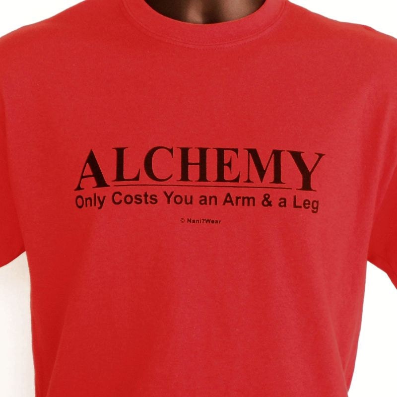 Fullmetal Alchemist Anime T-Shirt (Alchemy: Only Costs and Arm & a Leg Demotivator) Red