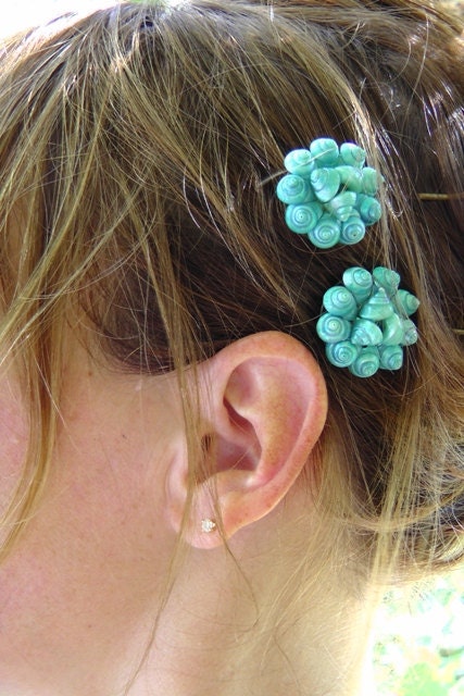 Mermaid handmade hair pins, ocean, vintage, one of a kind, sea, teal, aqua