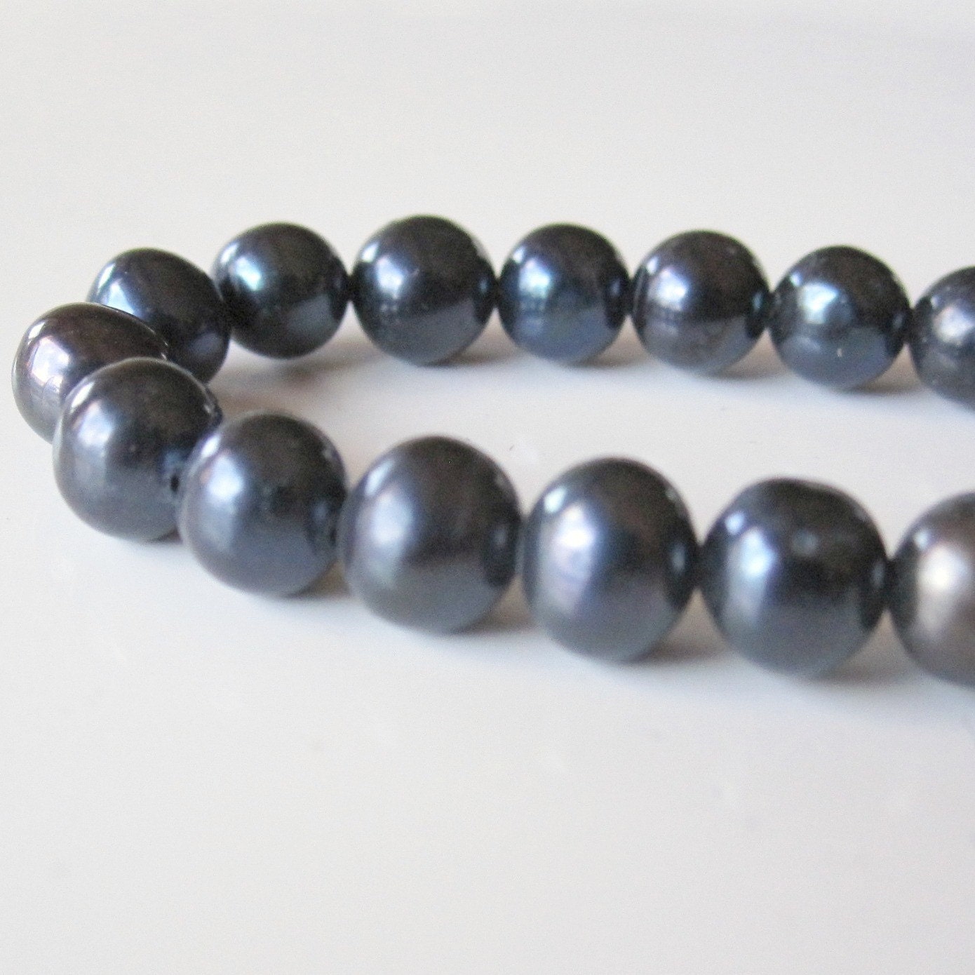 Black Freshwater Peacock Pearls, Potato Pearls, Off Round, 6mm - Full Strand