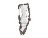 Fabric grey necklace beaded with recycled shells and sponge  for her - one of a kind - OOAK