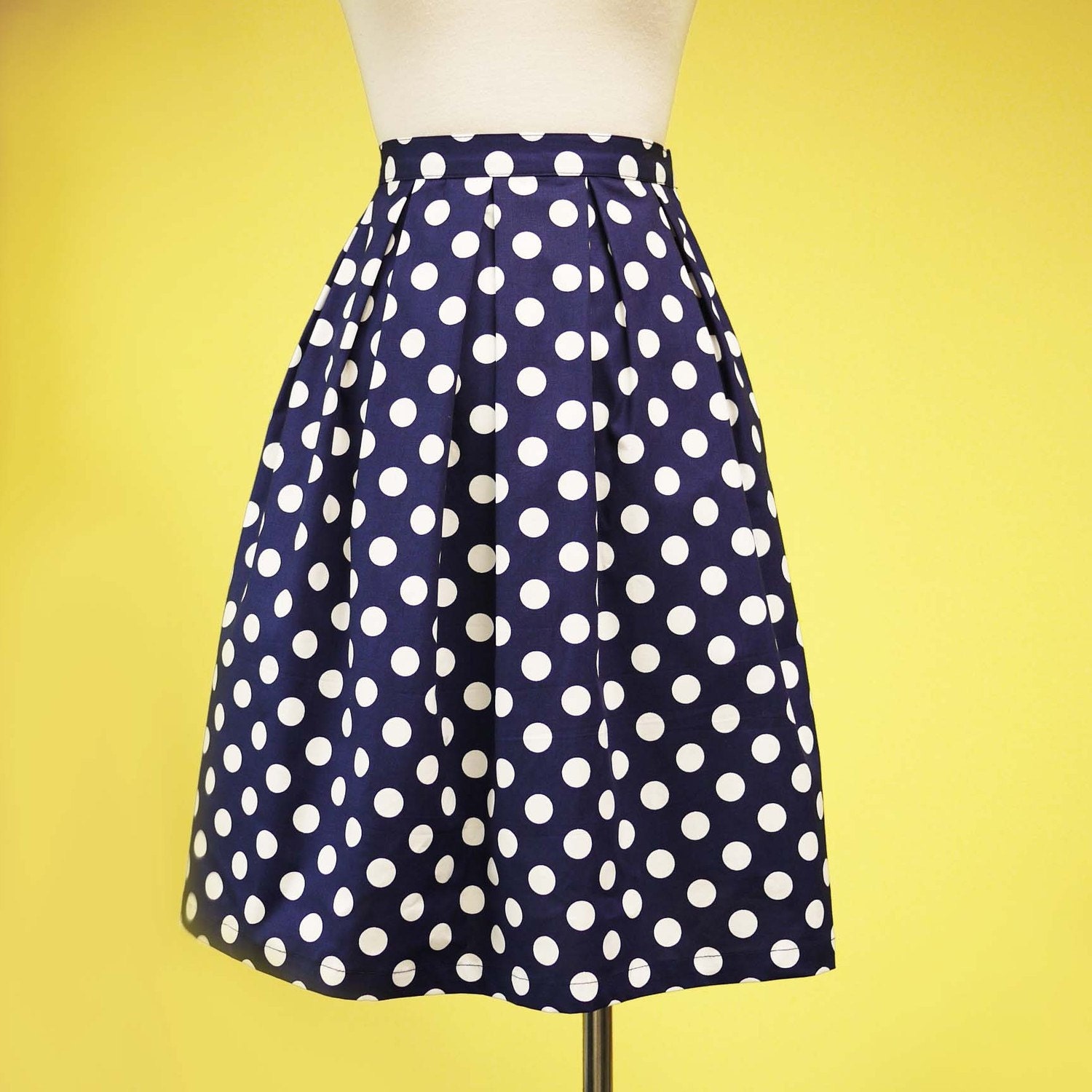 navy polka dot maxi skirt