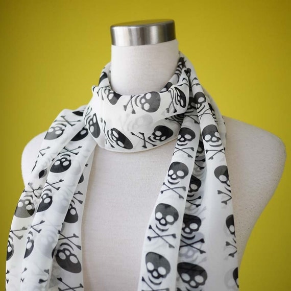 Skull head scarf halloween scull scarf black scull in white scarf