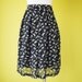 Cat print chiffon pleated skirt black kitty pattern print elasticated waist tea length knee skirt - MEDIUM