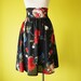 Plus size retro skirt high waisted skirt retro circle skirt large rose bud floral print - LARGE