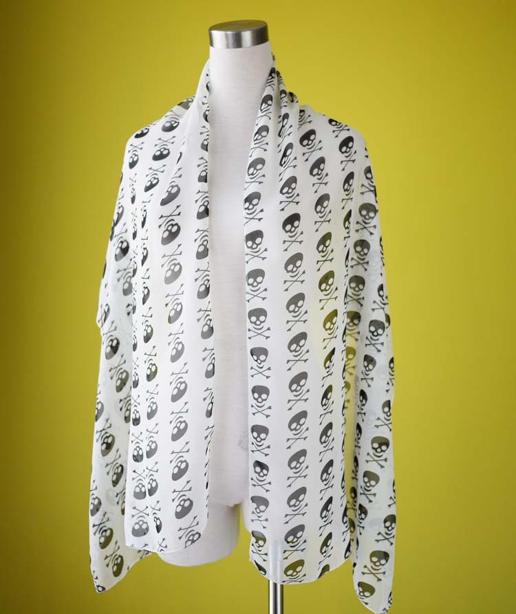 Skull head scarf halloween scull scarf black scull in white scarf