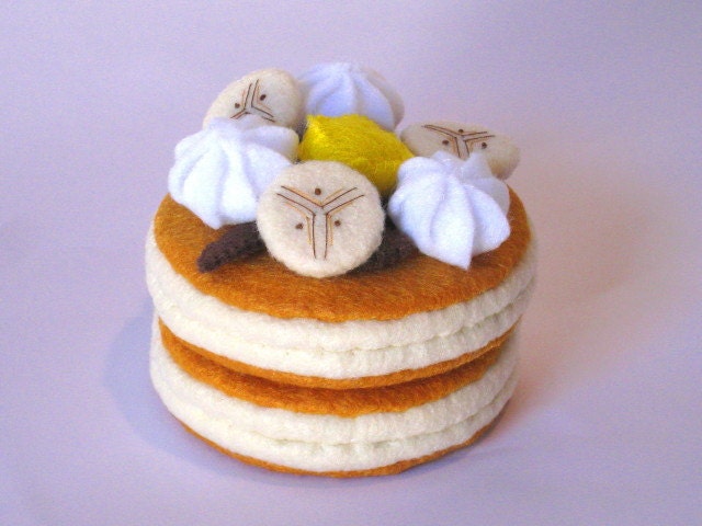 Felt food Pancake set (banana) eco friendly childrens pretend play food for toy kitchen