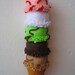 Felt food Ice cream sugar cone set eco friendly children's pretend play food for toy kitchen