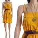 Vintage 70s Dress - Yellow Parrot Novelty Mini Sundress - M